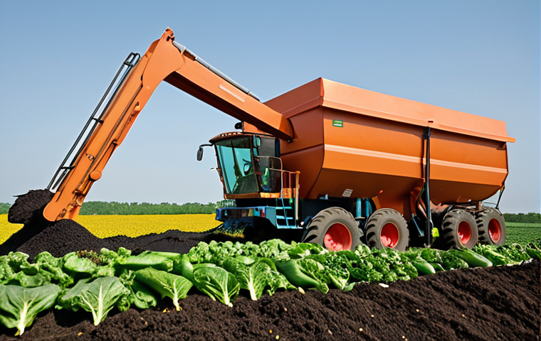 **Image Prompt:** A collaborative effort showcasing a food manufacturer (A) providing vegetable scraps to a fertilizer company (B), resulting in the production of high-quality organic fertilizer. Visual elements could include images of vegetable waste, fertilizer production, and healthy crops.