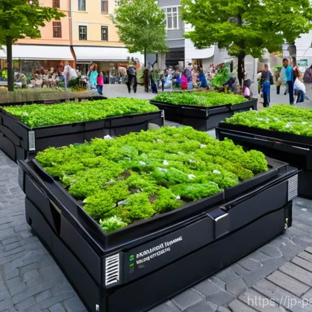 자원순환 경제와 도시 개발 - **Prompt Title:** "Helsinki's Green Nexus: A Future Circular City Center"
**Image Prompt:** A bu...