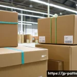 자원순환 경제와 전자상거래의 관계 - A modern e-commerce packaging scene showcasing eco-friendly materials: biodegradable paper boxes, re...