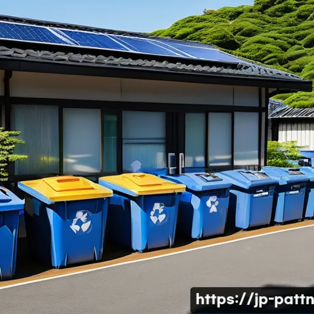 자원순환 경제 모델의 지속 가능성 평가 - An urban recycling center bustling with diverse community members participating actively in waste so...