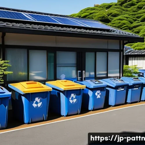 자원순환 경제 모델의 지속 가능성 평가 - An urban recycling center bustling with diverse community members participating actively in waste so...