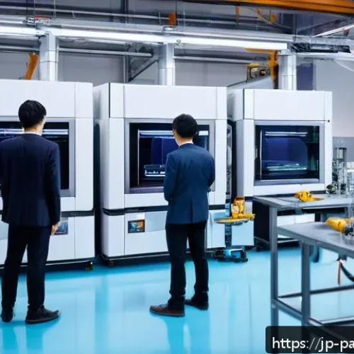 자원순환 경제와 기후 변화의 관계 - A modern industrial factory interior showcasing a cutting-edge 3D printing production line with robo...